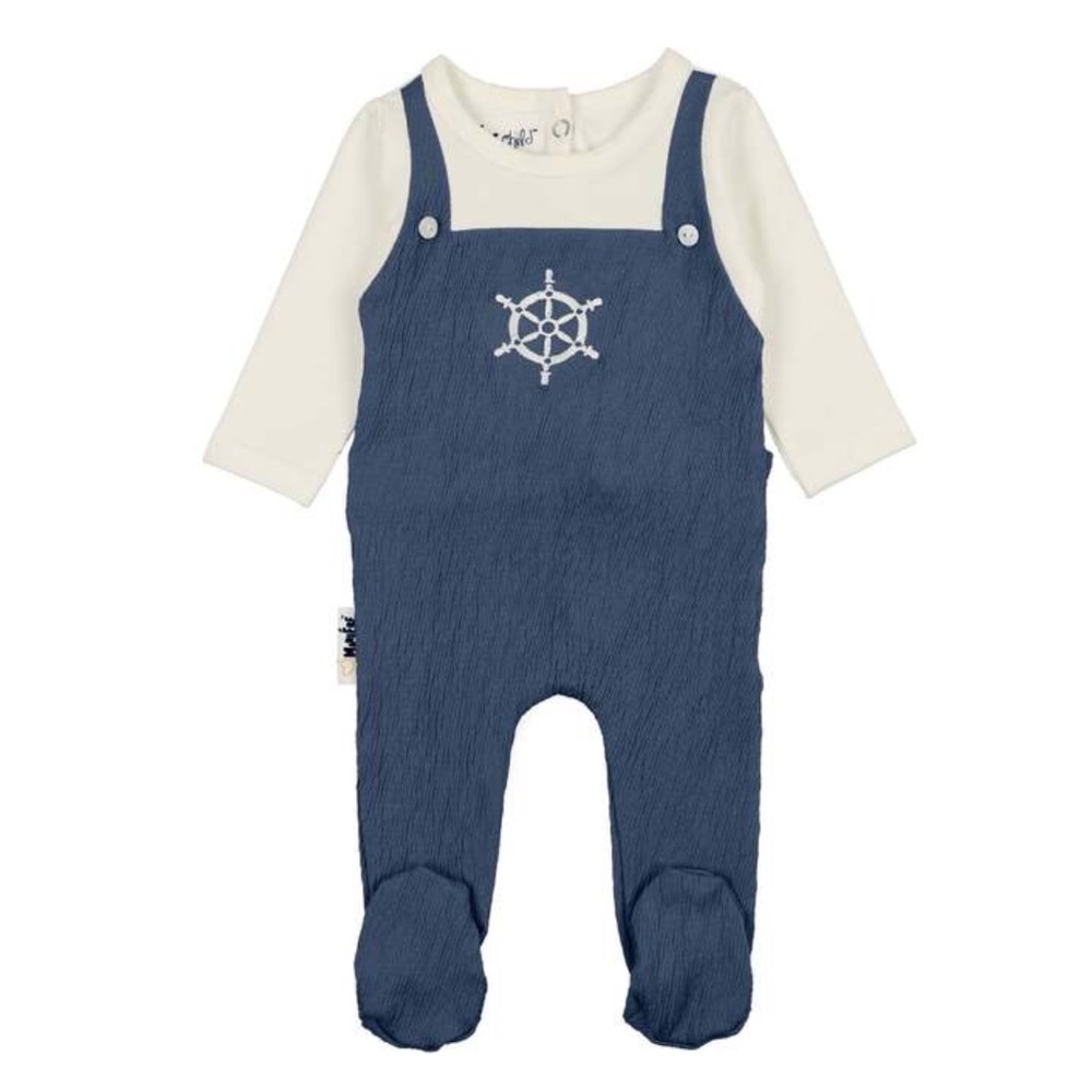 Maniere Sailor Overall Footie in Royal Blue